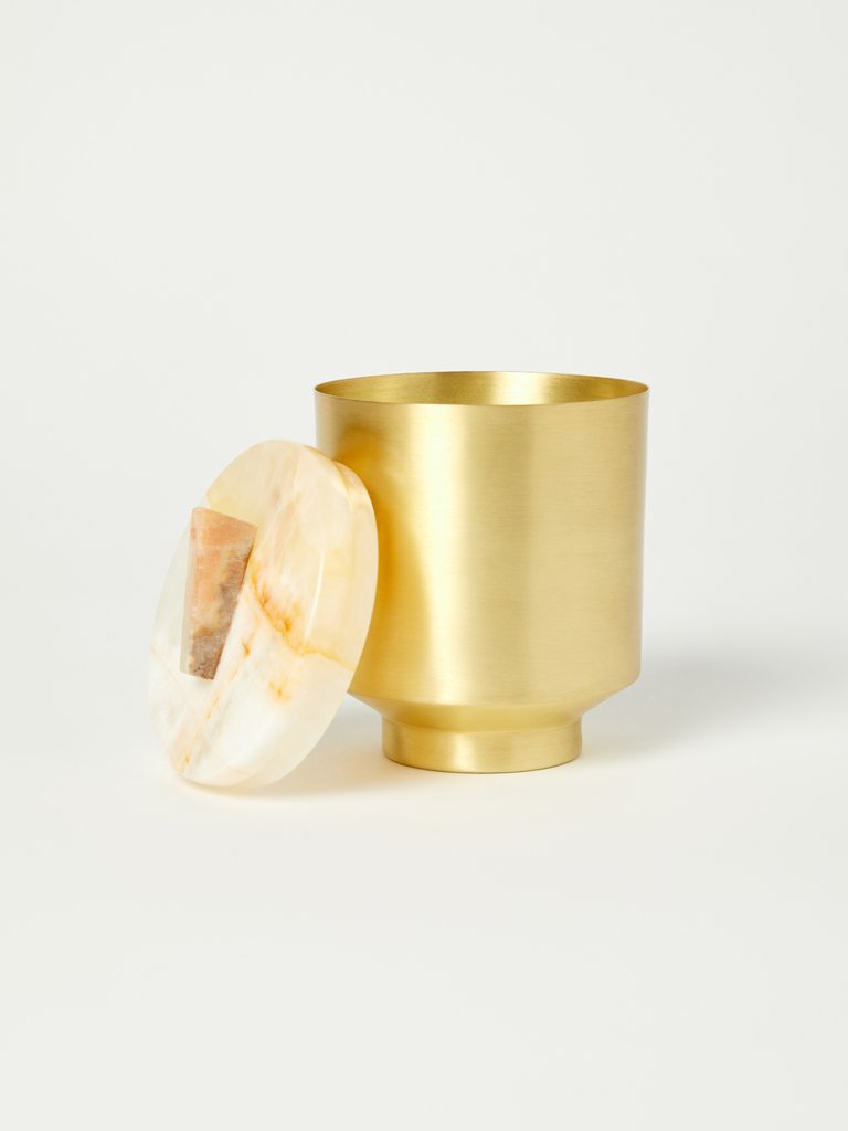 Lavendar Sage Onyx Brass Candle