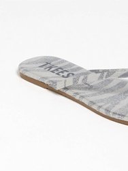 Leather Flip Flops Sandal - Silver Zebra