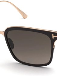 TF Hayden Sunglasses - Shiny Black-Shiny Rose Gold Metal/Gradient Roviex Lenses
