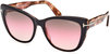 TF Nora Sunglasses - Shiny Black & Antique Pink Havana/Gradient Brown-Pink-Sand Lens