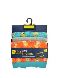 Boys Safari Print Trunks (Pack Of 3) - Blue/Gray/Orange - Blue/Gray/Orange