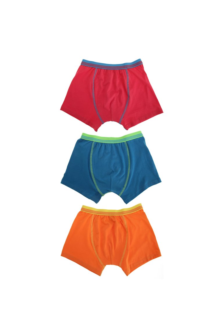 TF Kids By Tom Franks Boys/Childrens Trunks Underwear (3 Pack) (Red/Orange/Blue) - Red/Orange/Blue