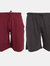 Tom Franks Jersey Lounge Shorts (2 Pack) (Wine/Dark Grey Marl) - Wine/Dark Grey Marl