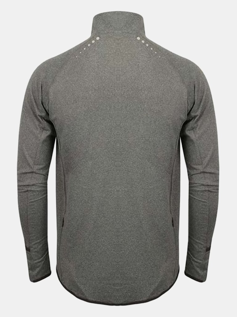 Tombo Mens Long Sleeve Zip Neck Performance Top (Gray Marl)