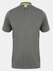 Tombo Mens Short Collar Short Sleeve Polo Shirt - Gray Marl/Gray