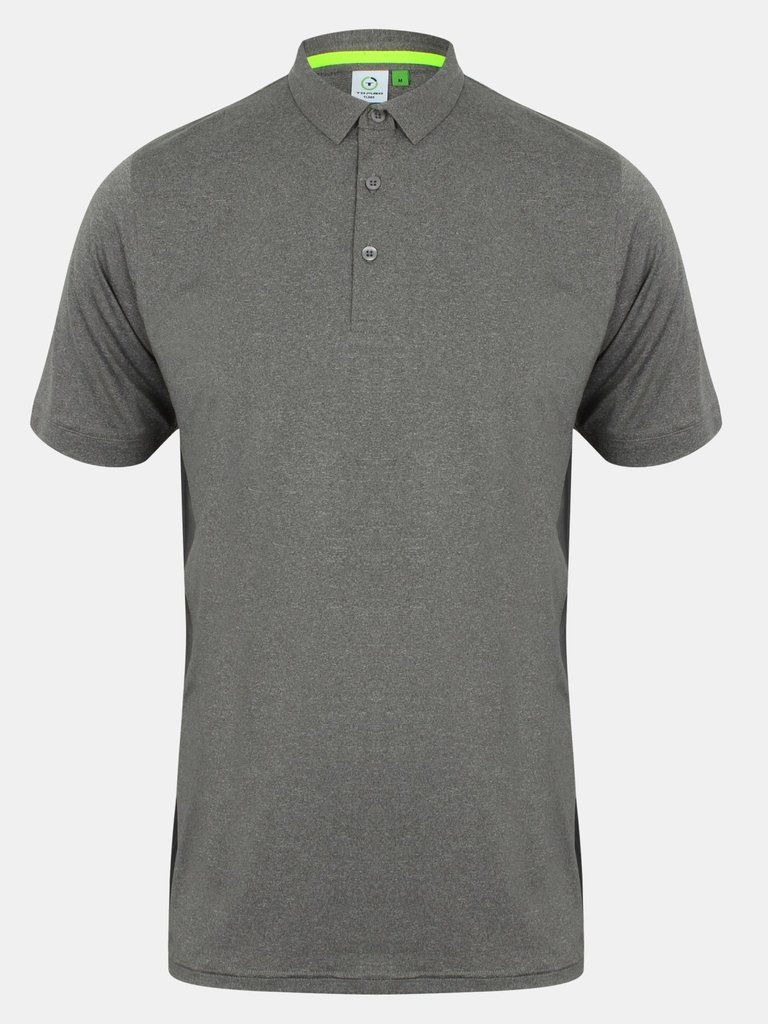 Tombo Mens Short Collar Short Sleeve Polo Shirt - Gray Marl/Gray