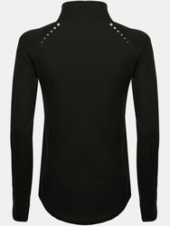 Tombo Womens/Ladies Long Sleeve Zip Neck Performance Top (Black)