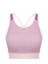 Tombo Womens/Ladies Seamless Panelled Crop Top (Light Pink/Purple) - Light Pink/Purple