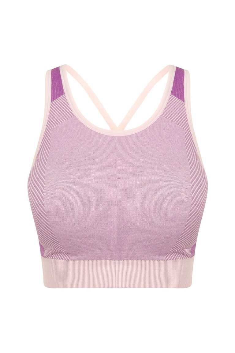 Tombo Womens/Ladies Seamless Panelled Crop Top (Light Pink/Purple) - Light Pink/Purple