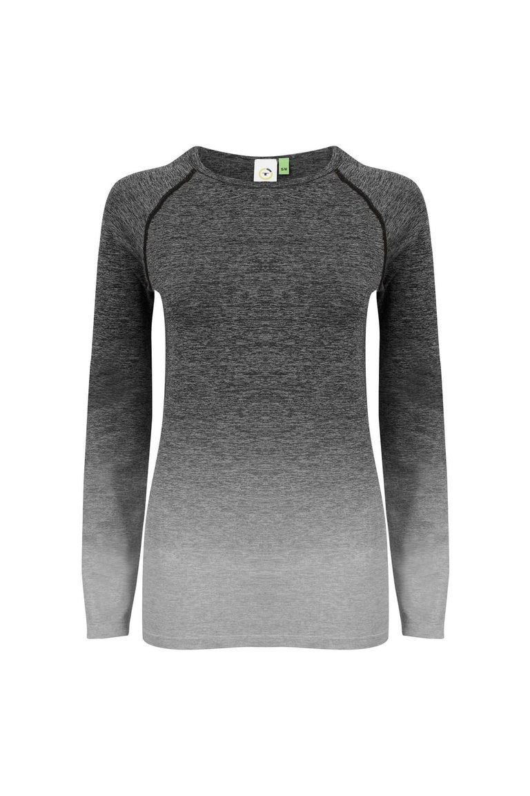 Tombo WomensLadies Seamless Fade Out Long Sleeve Top (Dark Grey/Light Grey Marl) - Dark Gray/Light Gray Marl