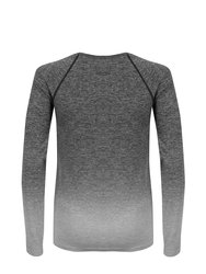 Tombo WomensLadies Seamless Fade Out Long Sleeve Top (Dark Grey/Light Grey Marl)