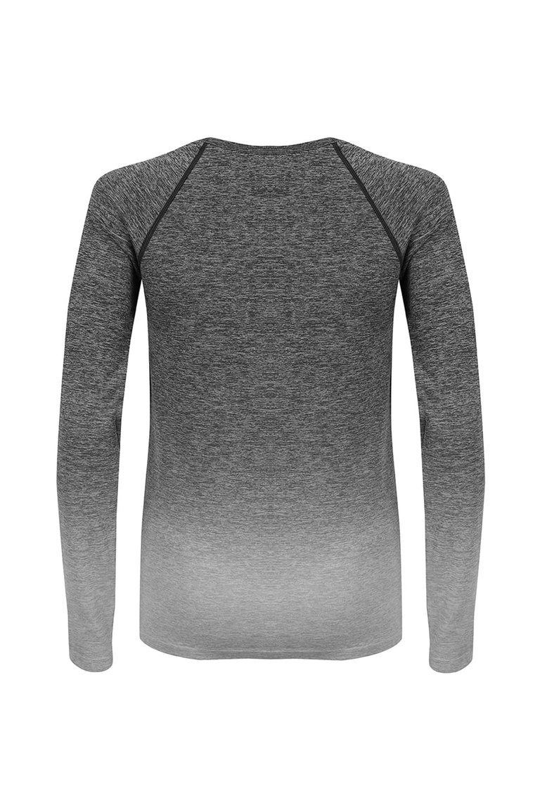 Tombo WomensLadies Seamless Fade Out Long Sleeve Top (Dark Grey/Light Grey Marl)