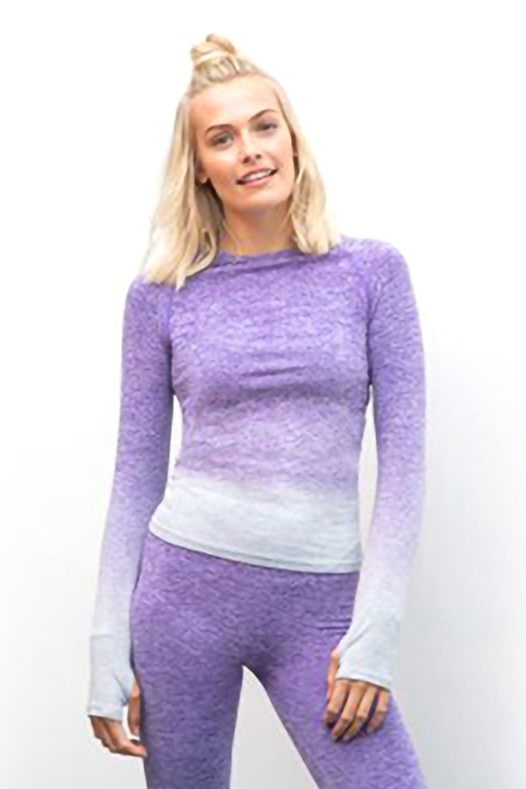 Tombo WomensLadies Seamless Fade Out Long Sleeve Top (Purple/Light Gray Marl)