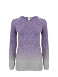 Tombo WomensLadies Seamless Fade Out Long Sleeve Top (Purple/Light Gray Marl) - Purple/Light Gray Marl