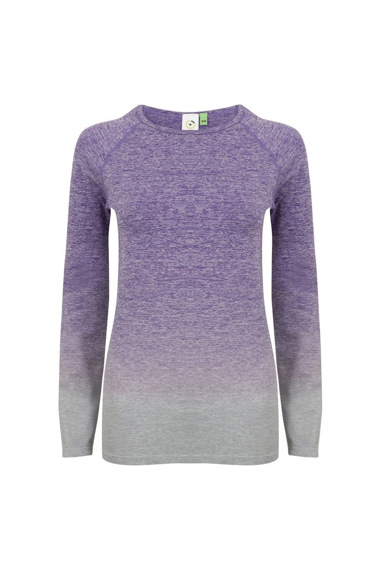 Tombo WomensLadies Seamless Fade Out Long Sleeve Top (Purple/Light Gray Marl) - Purple/Light Gray Marl