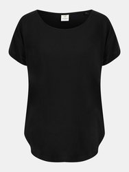 Womens/Ladies Scoop Neck T-Shirt - Black - Black