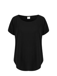 Womens/Ladies Scoop Neck T-Shirt - Black