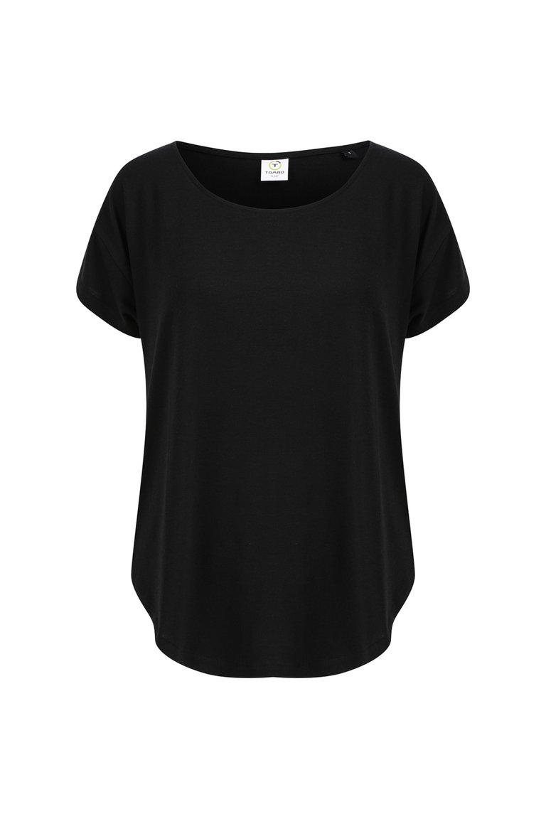 Womens/Ladies Scoop Neck T-Shirt - Black