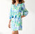 Embroidered Split-Neck Dress - Green/Blue