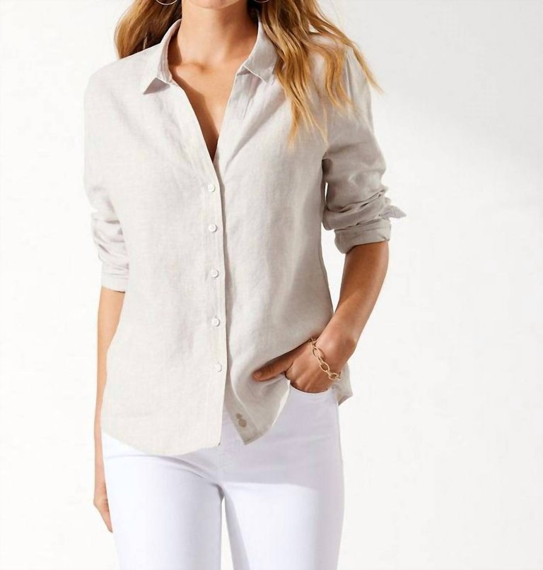 Linen Button-Down Shirt - Light Sand