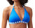 Reversible Glass Stripe Halter Bikini Top In Blue Beach