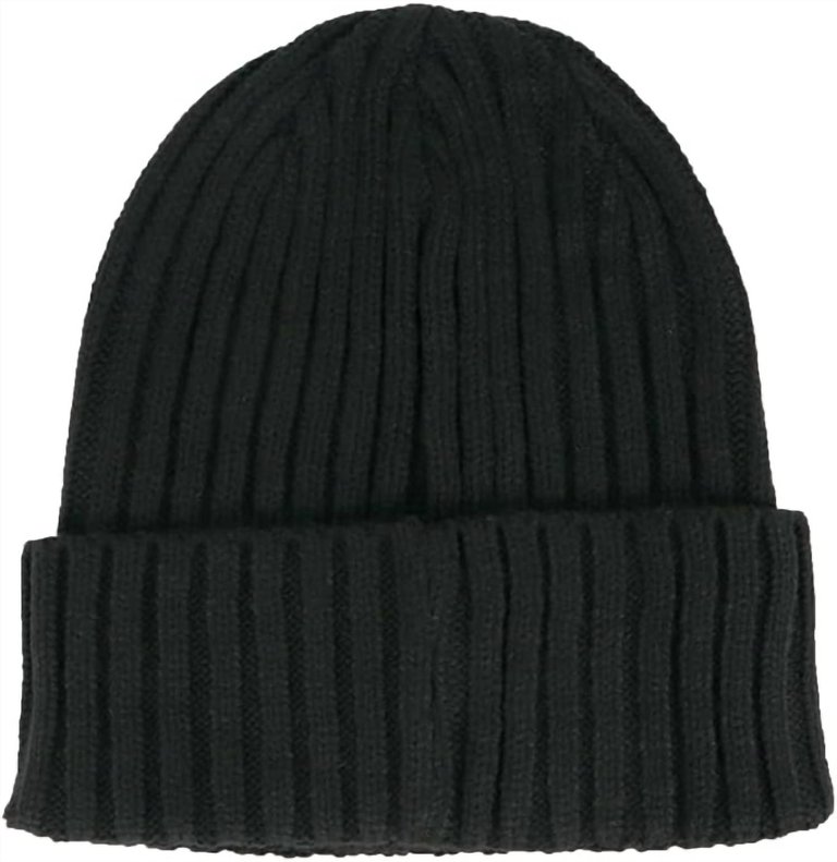 Fleece Big Flag Beanie Hat In Black