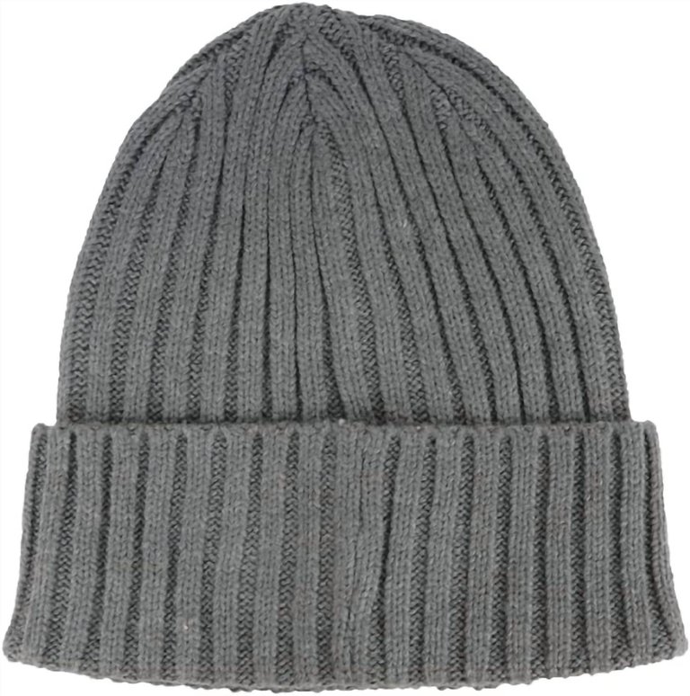 Fleece Big Flag Beanie Hat In Charcoal