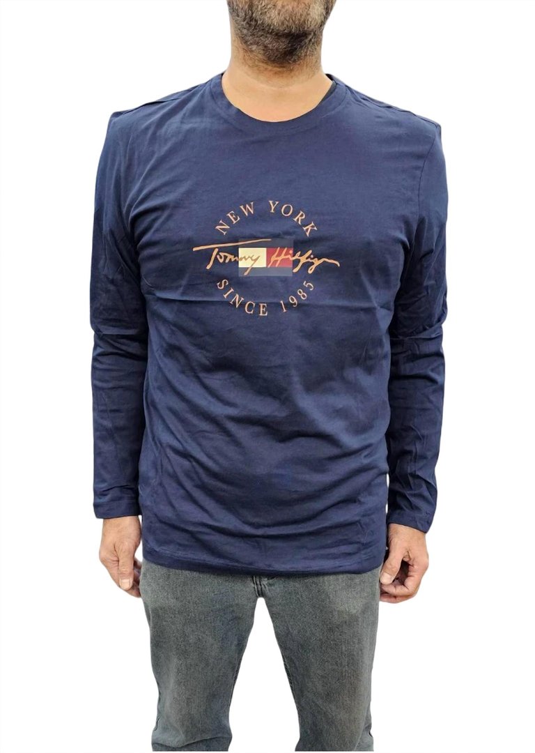 Long Sleeve Crew Neck Shirt In Dark Navy - Dark Navy