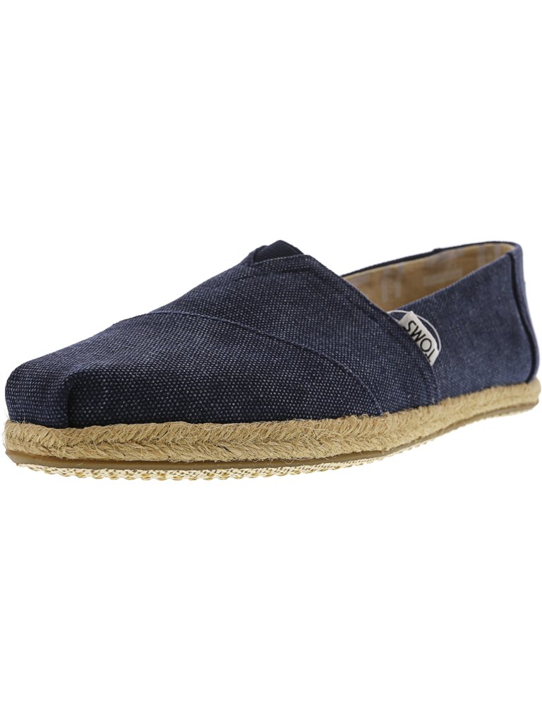 Women's Classic Washed Canvas Rope Sole Drizzle Grey Slip-On Shoes - 7M - Navy