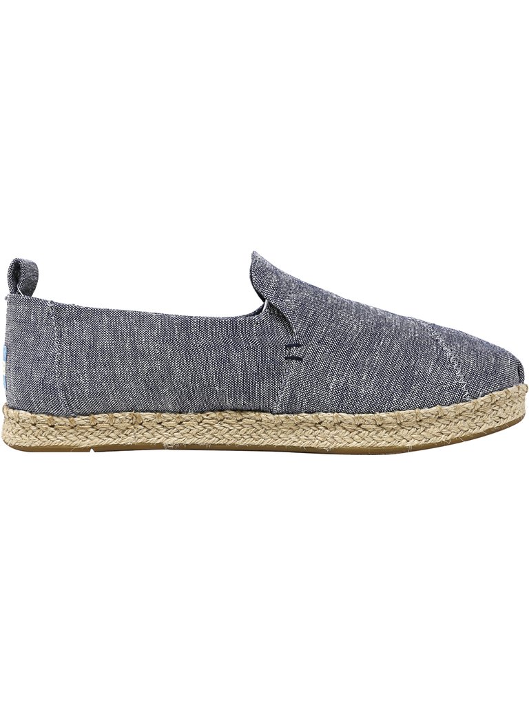 Women's Deconstructed Alpargata Rope Chambray Navy Ankle-High Fabric Slip-On Shoes - 8 M