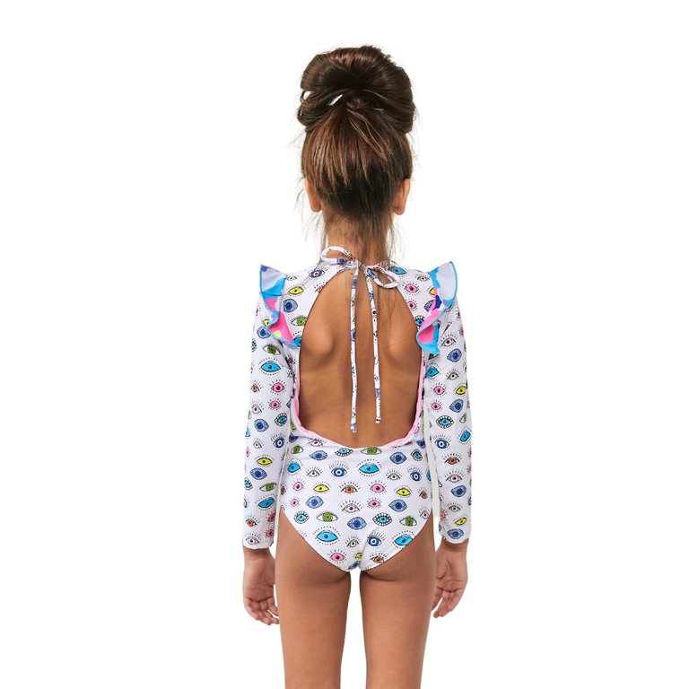 Camo Eye One Piece Long Sleeves Swimsuit