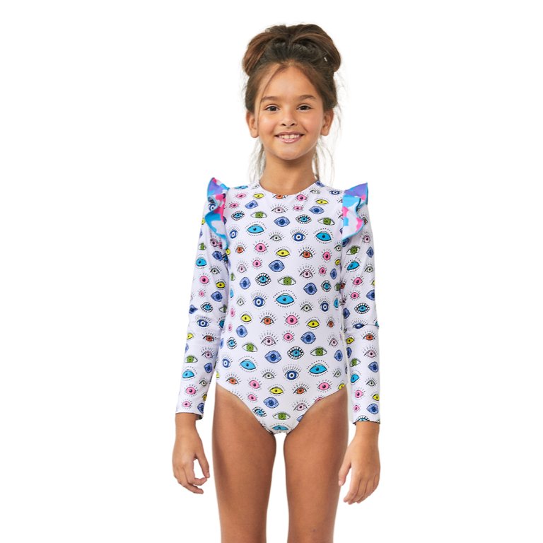 Camo Eye One Piece Long Sleeves Swimsuit - Camo Eye