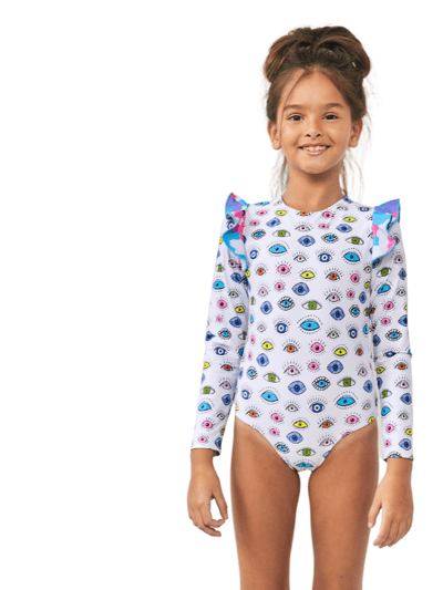 Too Cool Beachwear Camo Eye One Piece Long Sleeves Swimsuit product