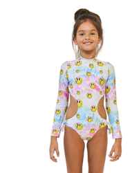 Smiley One Piece Long Sleeves Swimsuit - Smiley