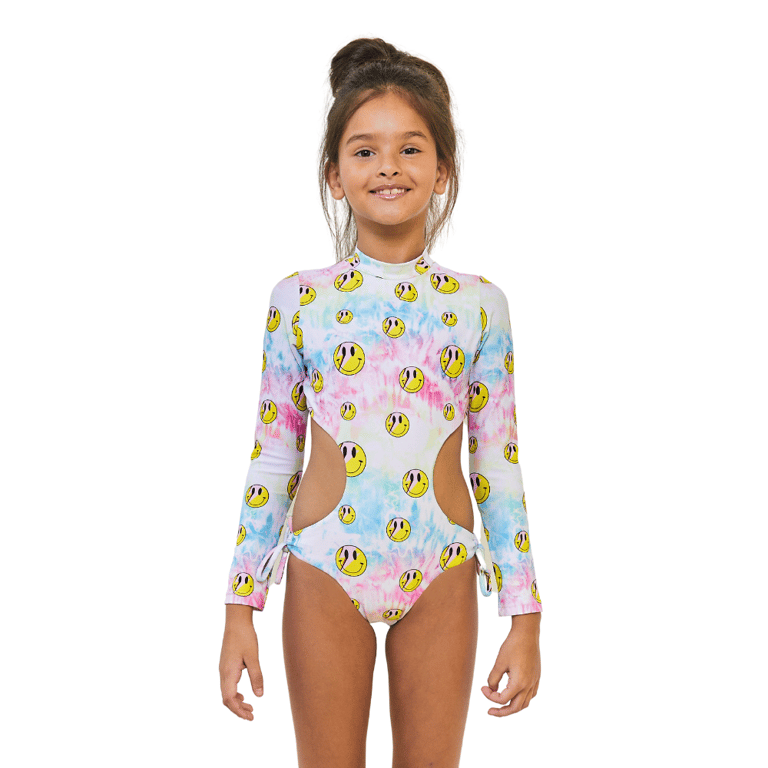 Smiley One Piece Long Sleeves Swimsuit - Smiley
