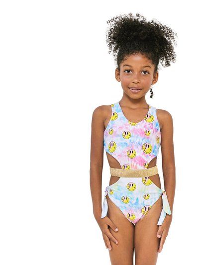 Too Cool Beachwear Smiley One Piece Short Sleeves Swimsuit product