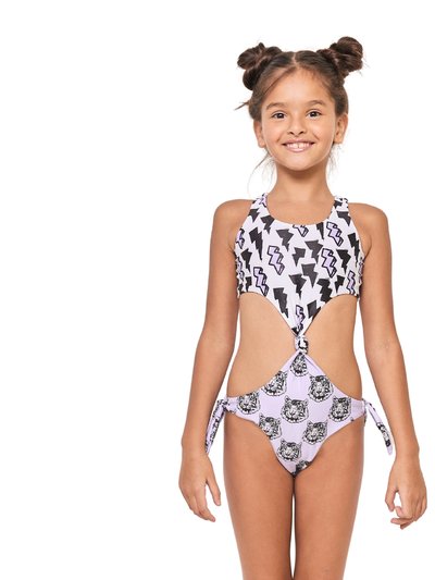 Too Cool Beachwear Tiger One Piece Short Sleeves Swimsuit product