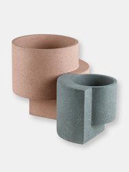 Platform Planters, The Contemporary Set (one Medium Coral and one Small Graphite)