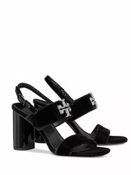 Eleanor Pave Heel Sandal - Black