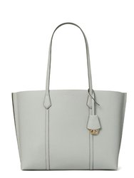 Perry Pebbled Leather Gray Tote Handbag - Feather Gray