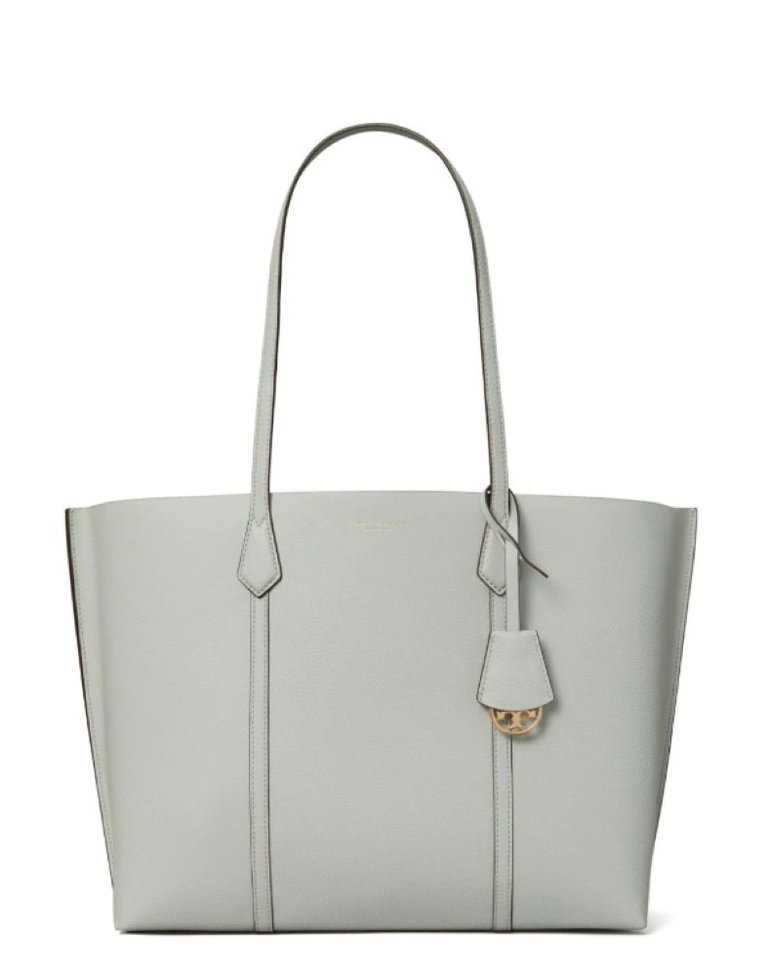 Perry Pebbled Leather Gray Tote Handbag - Feather Gray