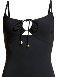 Ruched Tie-Front One-Piece Swimsuit
