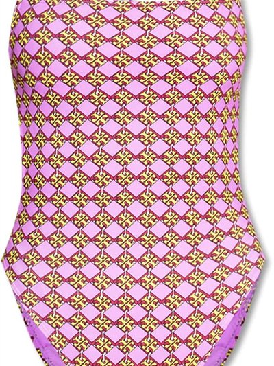 Tory Burch Women'S 3D Drawstring Back Checkered One Piece Swimsuit product