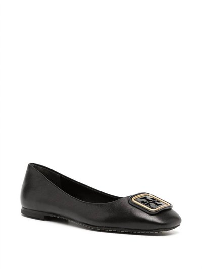 Tory Burch Women'S Leather Georgia Square Toe Logo Ballet Flats Shoes product