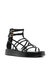 Women's Leather Gladiator Platform Sandals - Black