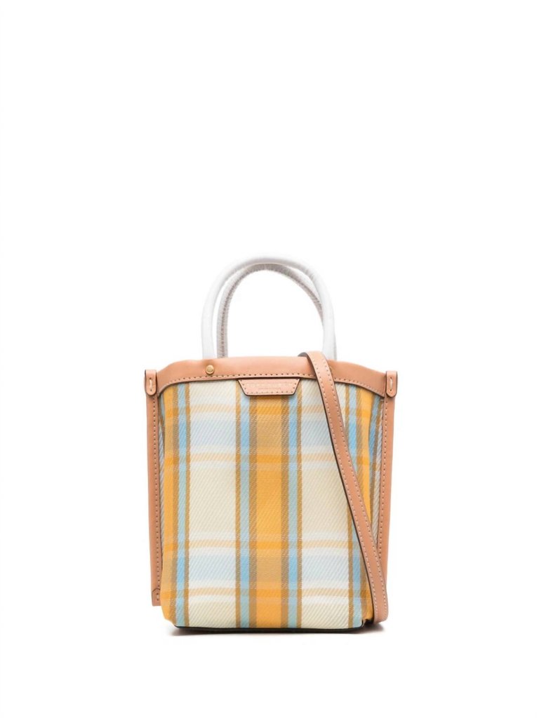 Women's Mini Perry Mesh Plaid Pattern Tote Bag Ciel - Multicolor