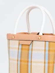 Women's Mini Perry Mesh Plaid Pattern Tote Bag Ciel