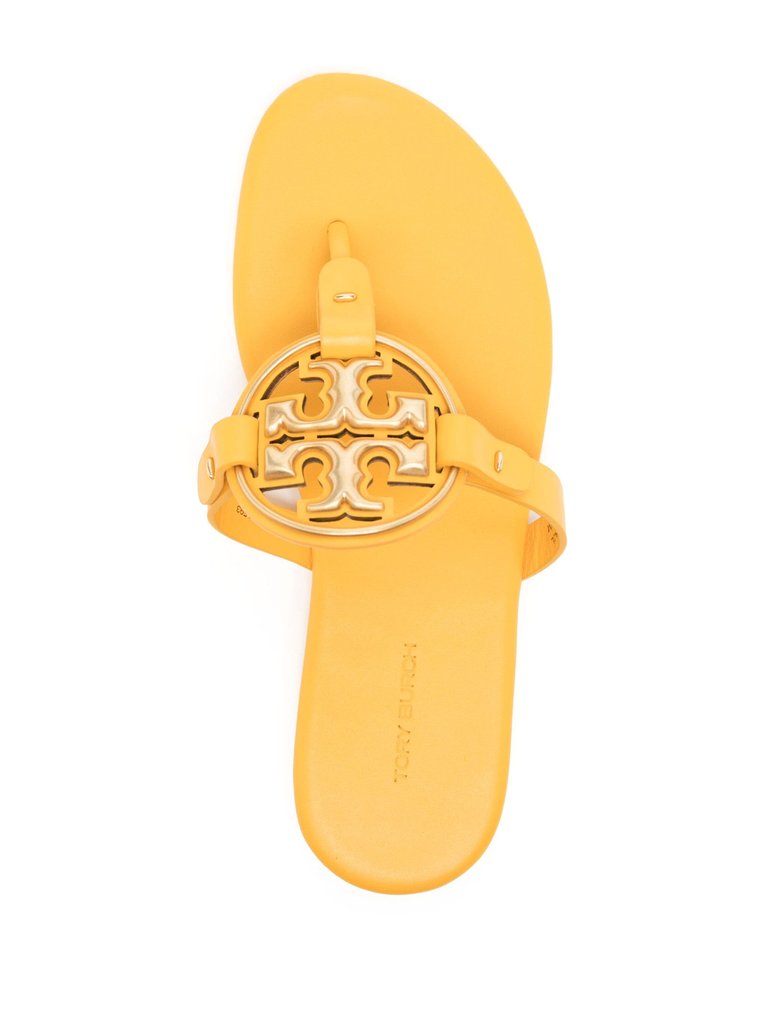 Women's Peachy Gold Metal Miller Slides Soft Sandals