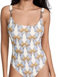 Women's Printed Clip Tank One Piece Swimsuit - Sand