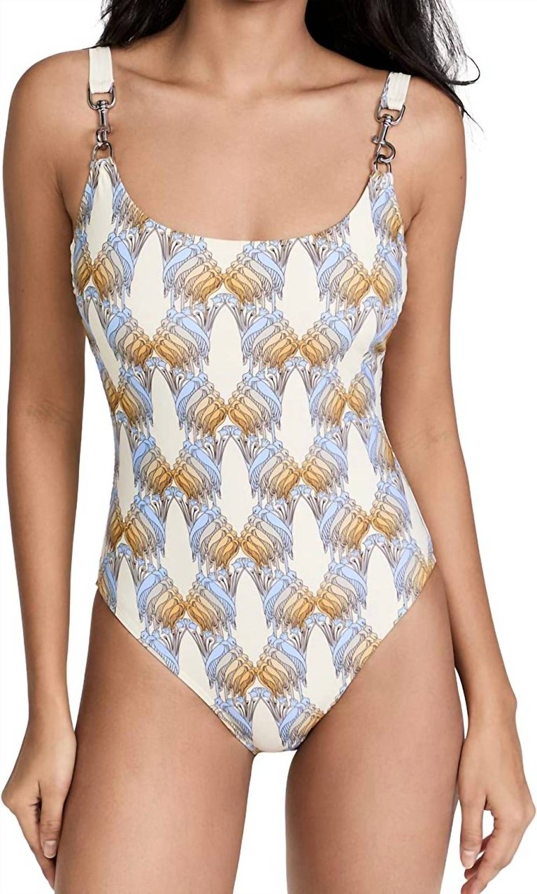 Women's Printed Clip Tank One Piece Swimsuit - Sand